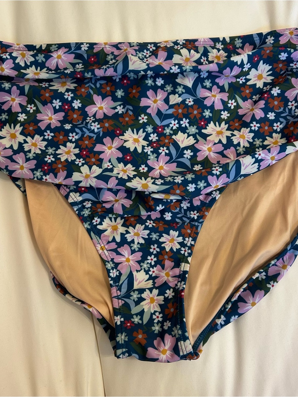 Livy & Kate Floral High/Mid Waist Bikini Bottoms, Size L